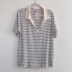 Black and white collared top, size 2X